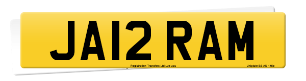 Registration number JA12 RAM